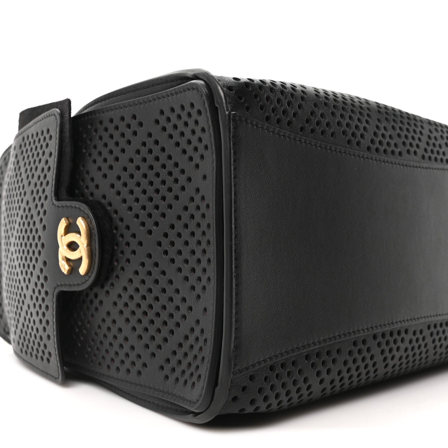 Perforated Calfskin Small Chanel 25 Handbag Black