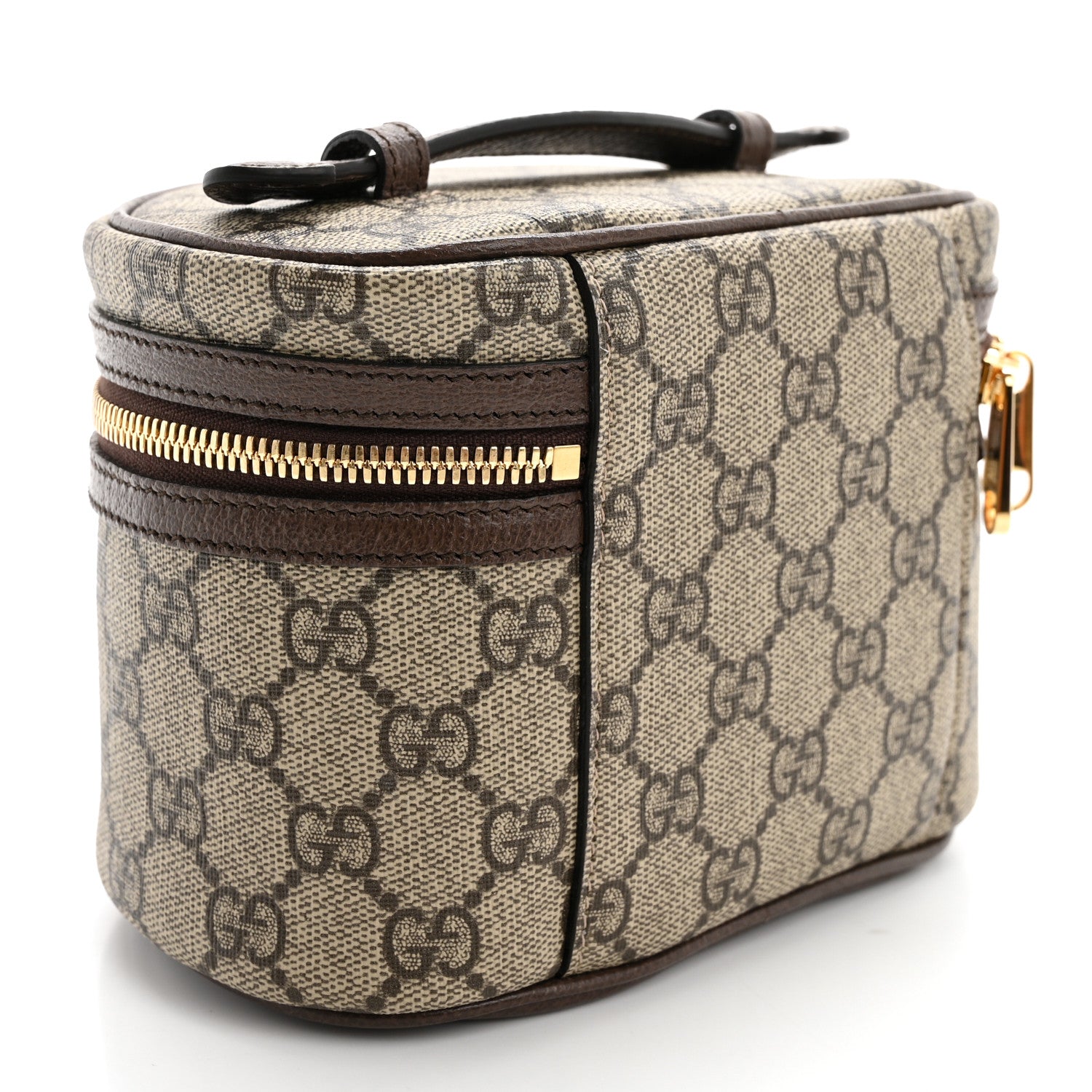 Gucci GG Supreme Monogram Textured Calfskin Web Ophidia Vanity Cosmetic Case Beige Ebony New Acero 3 of 9