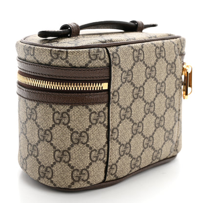 Gucci GG Supreme Monogram Textured Calfskin Web Ophidia Vanity Cosmetic Case Beige Ebony New Acero 3 of 9