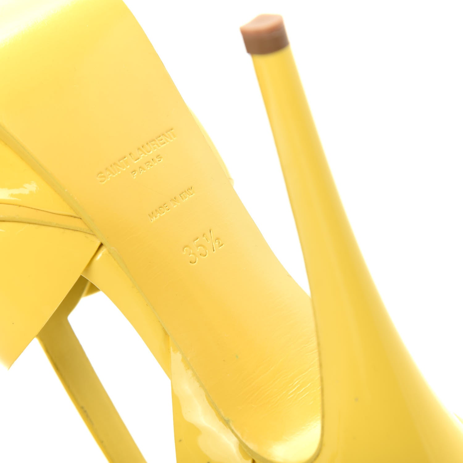 Saint Laurent Patent Tribute 105 Platform Sandals 35.5 Citron 9 of 11