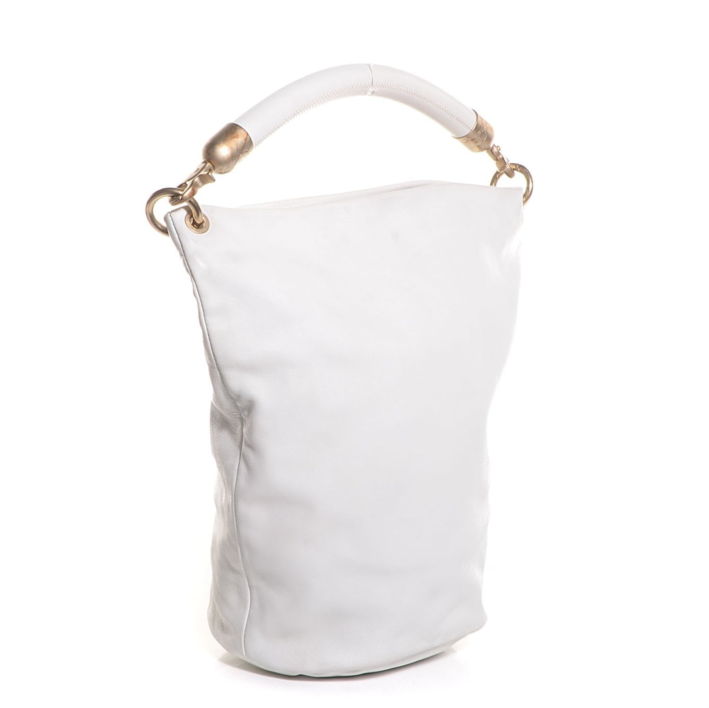 Calfskin CC Bucket Hobo White