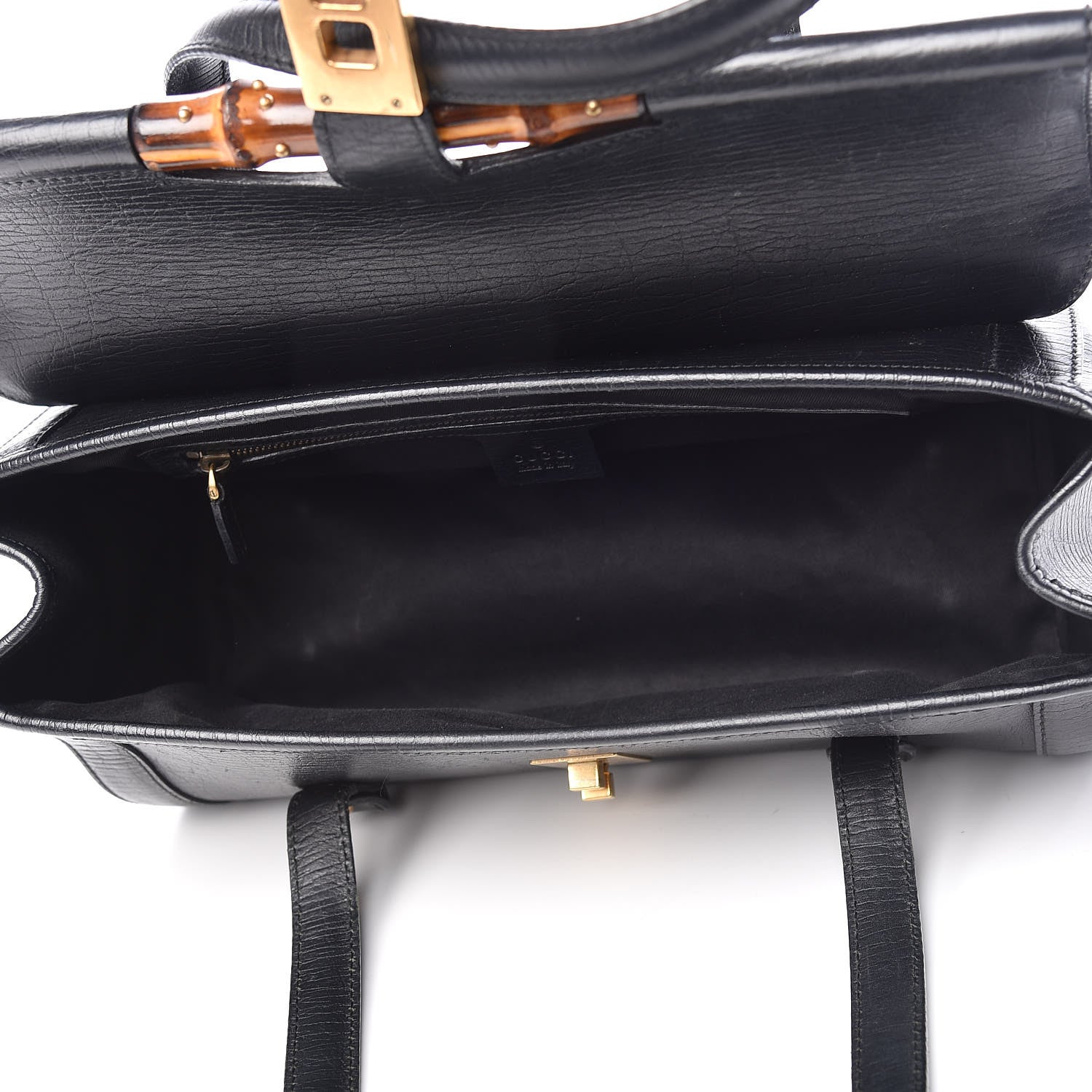 Gucci Calfskin Bamboo Bullet Satchel Black 5 of 11