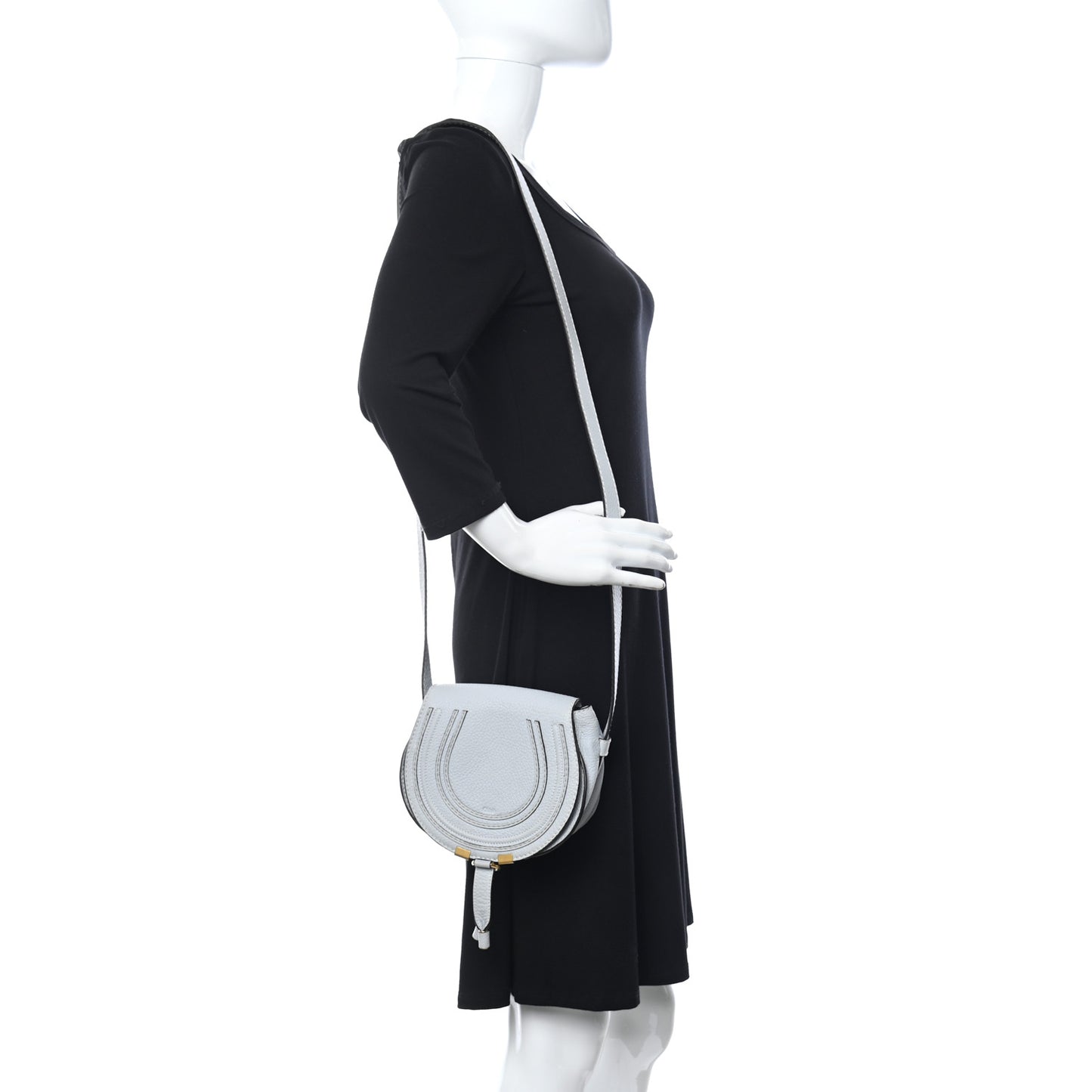 Calfskin Marcie Round Crossbody Bag Light Cloud