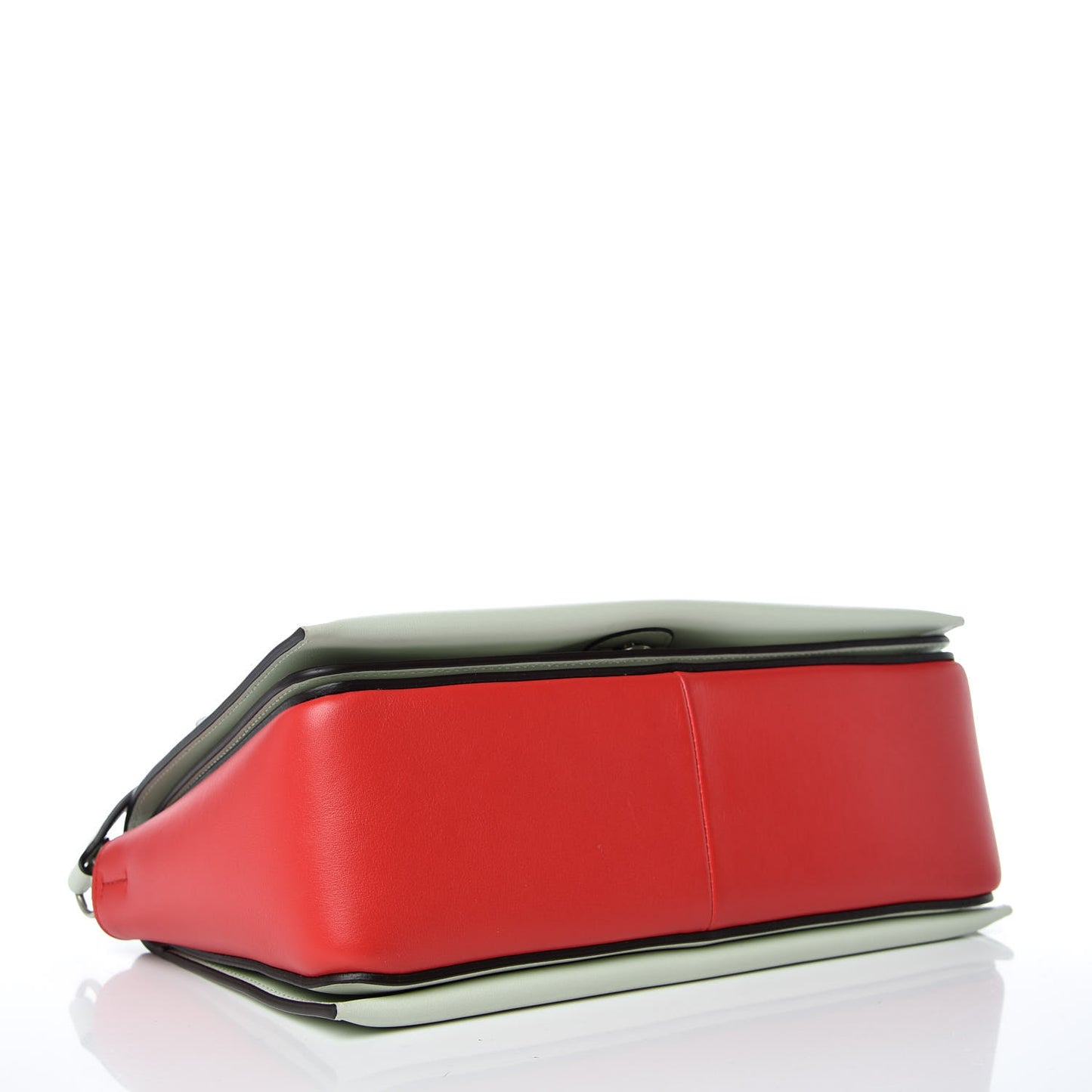 Shiny Smooth Calfskin Medium Frame Shoulder Bag Pastel Green Pop Red