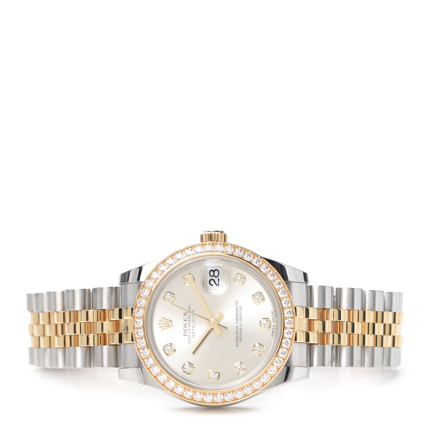 Rolex Stainless Steel 18K Yellow Gold Diamond 31mm Oyster Perpetual Datejust Watch Silver 178383 2 of 5
