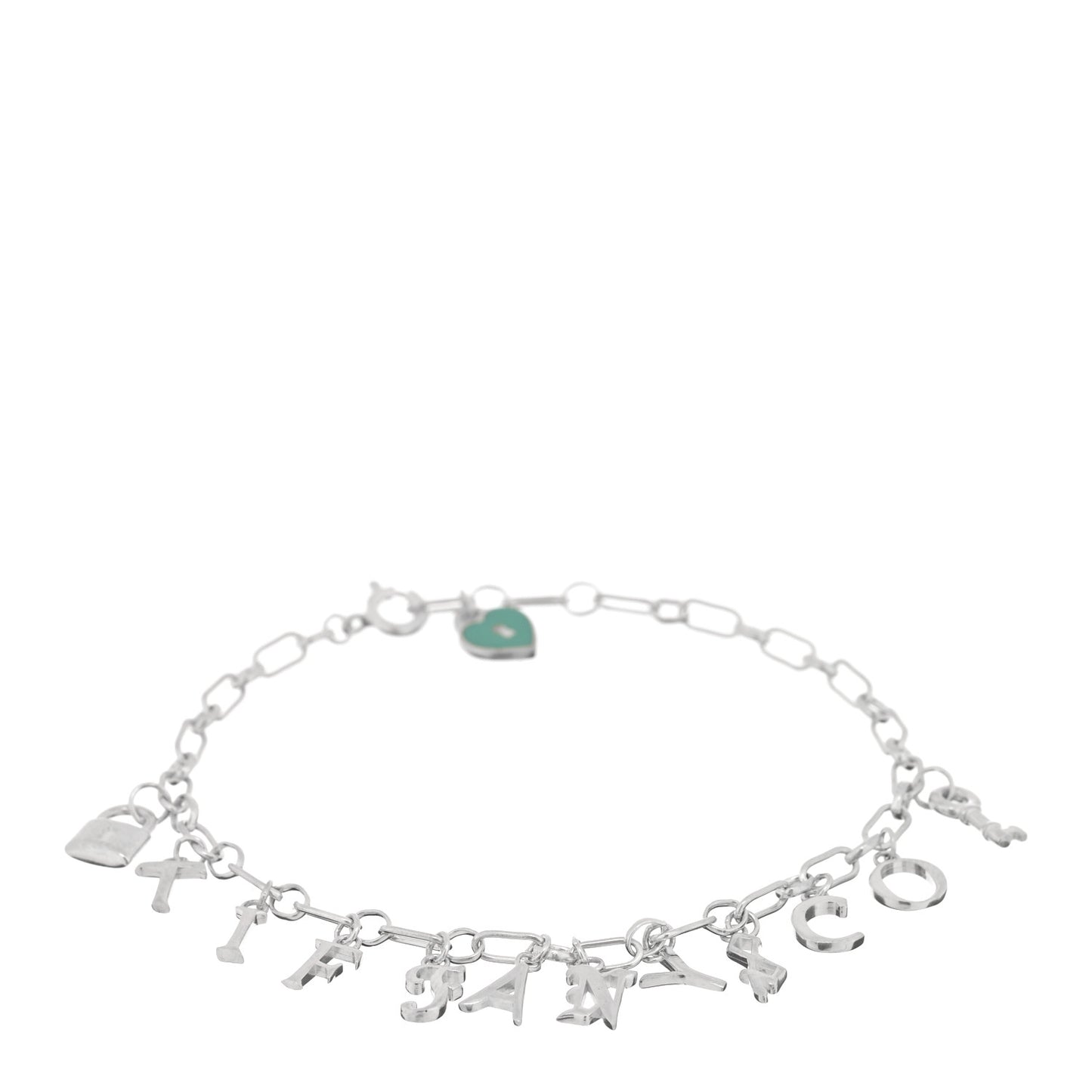 Sterling Silver Enamel Love Notes Logo Charm Bracelet Blue