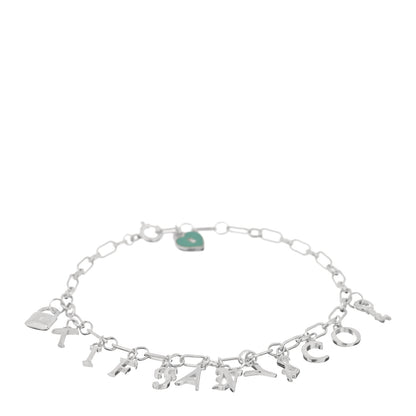 Tiffany Sterling Silver Enamel Love Notes Logo Charm Bracelet Blue 1 of 3