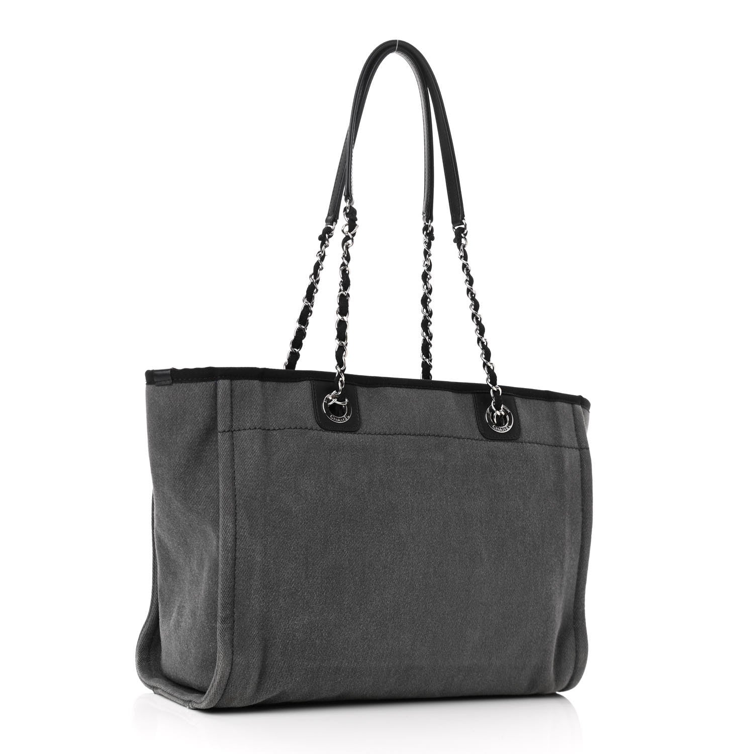 Chanel Canvas Sequin Small Deauville Tote Charcoal 3 of 10
