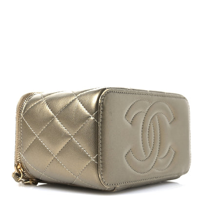 Chanel Metallic Lambskin Quilted Small CC Dynasty Vanity Case With Chain Gold 4 of 11