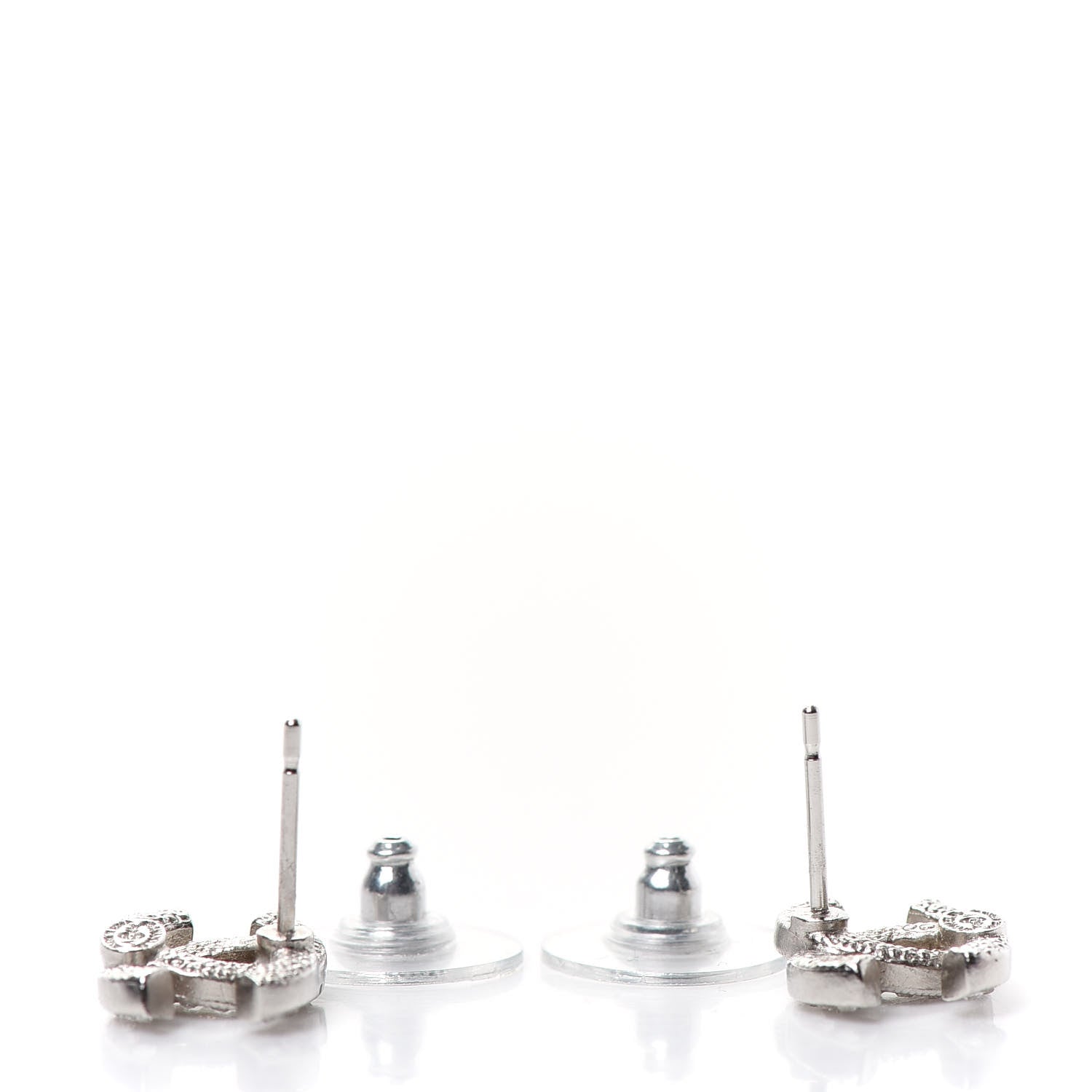 Chanel Crystal Mini Timeless CC Earrings Silver 3 of 4