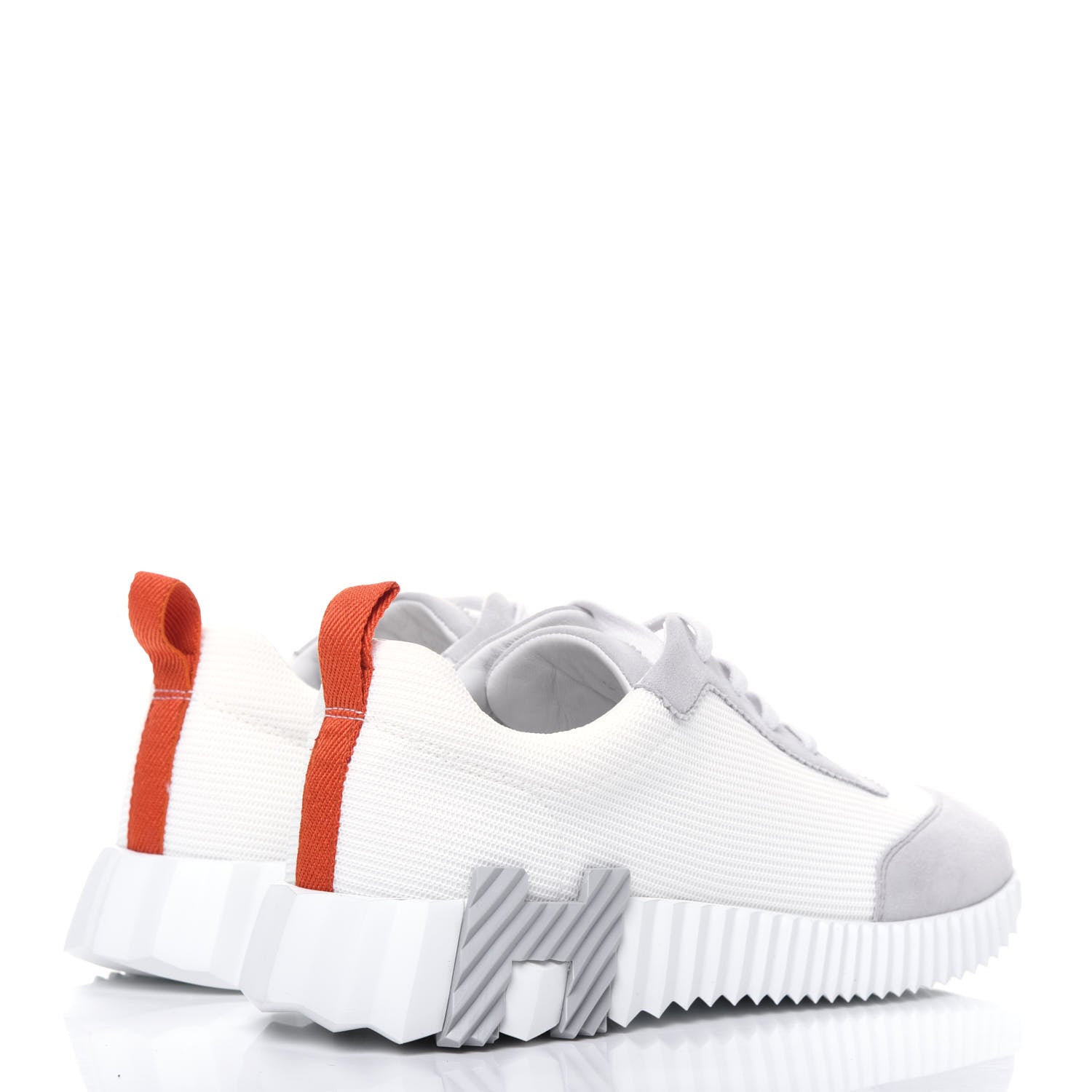 Hermes Technical Canvas Suede Goatskin Bouncing Sneakers 38 White Multicolor 4 of 8