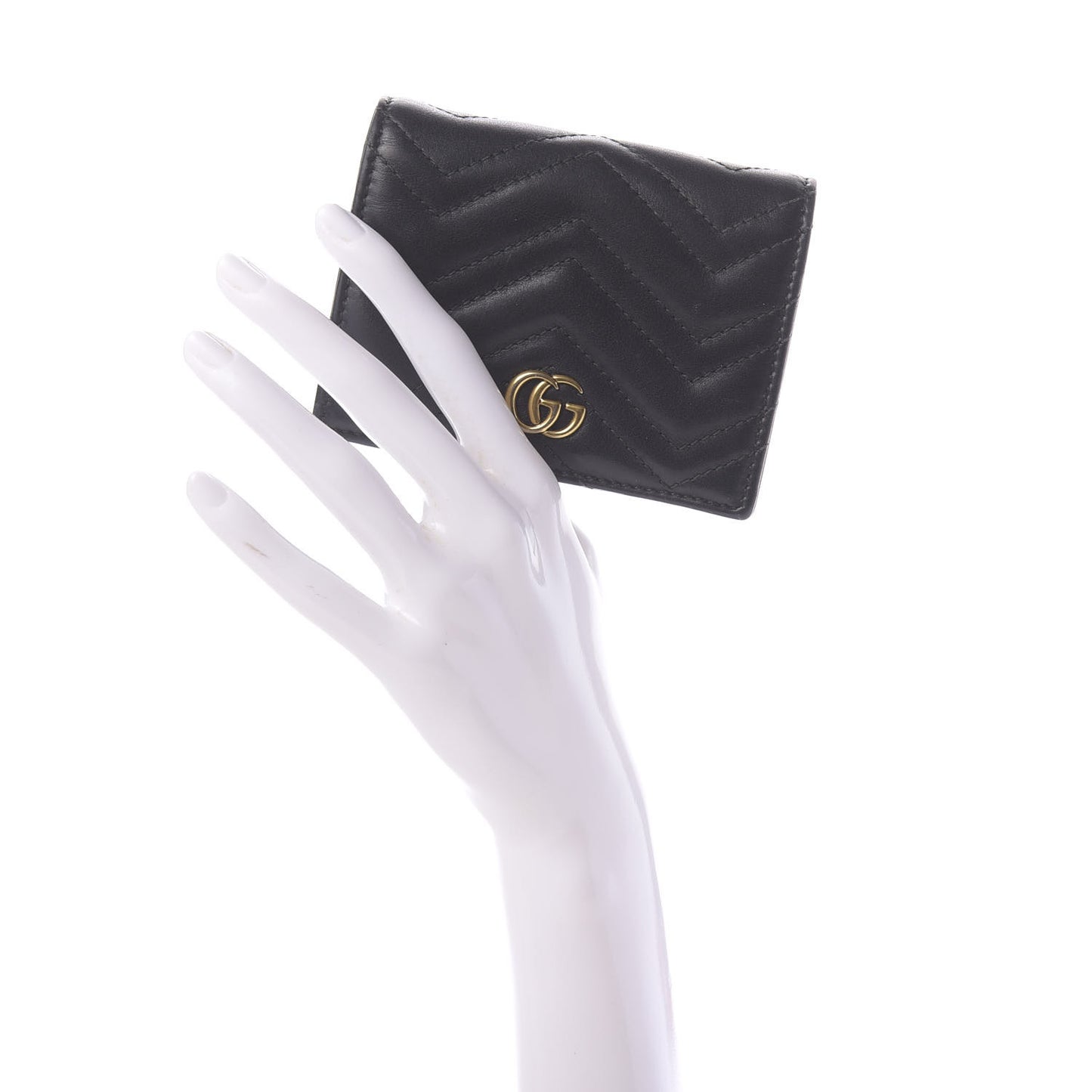 Calfskin Matelasse GG Marmont Card Case Wallet Black
