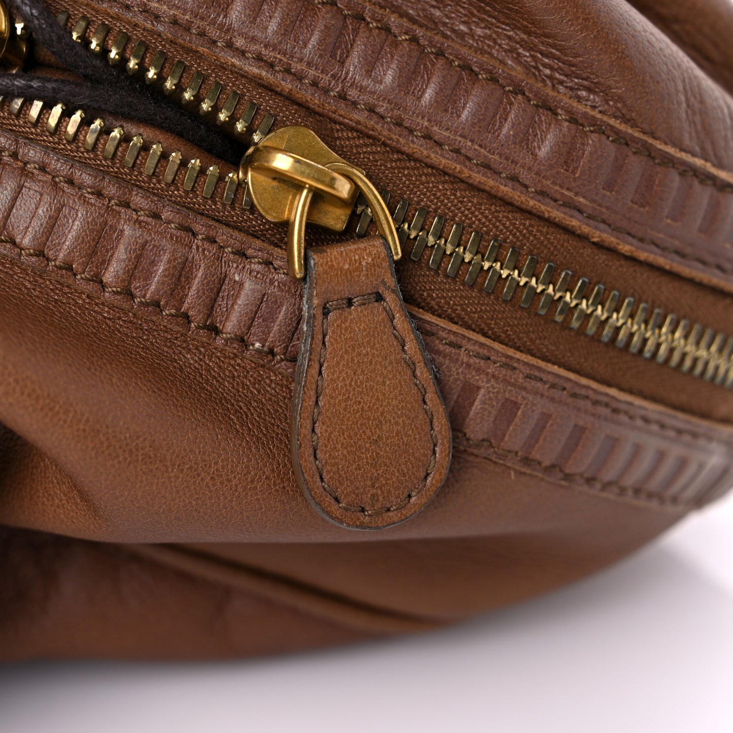Nappa Intrecciato Accordion Satchel Noce