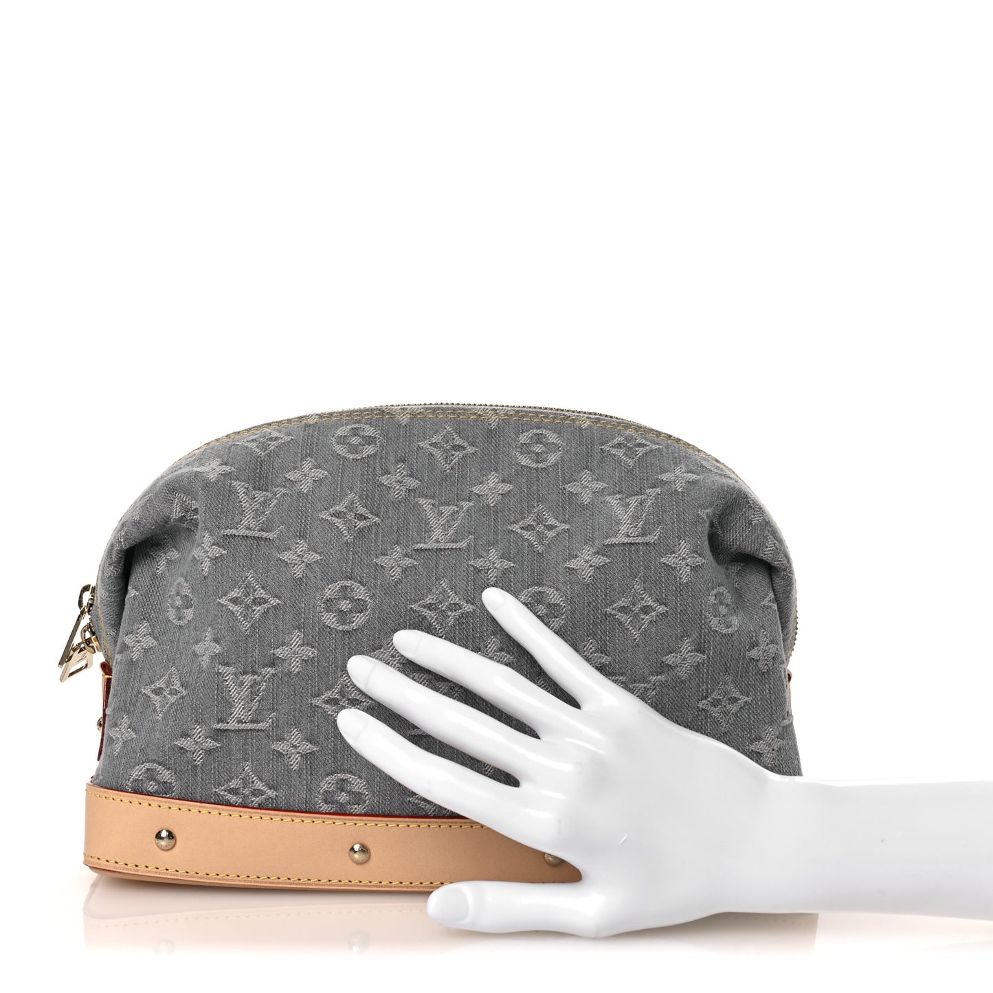Monogram Denim Cosmetic Pouch GM Cloudy Cloudy Grey