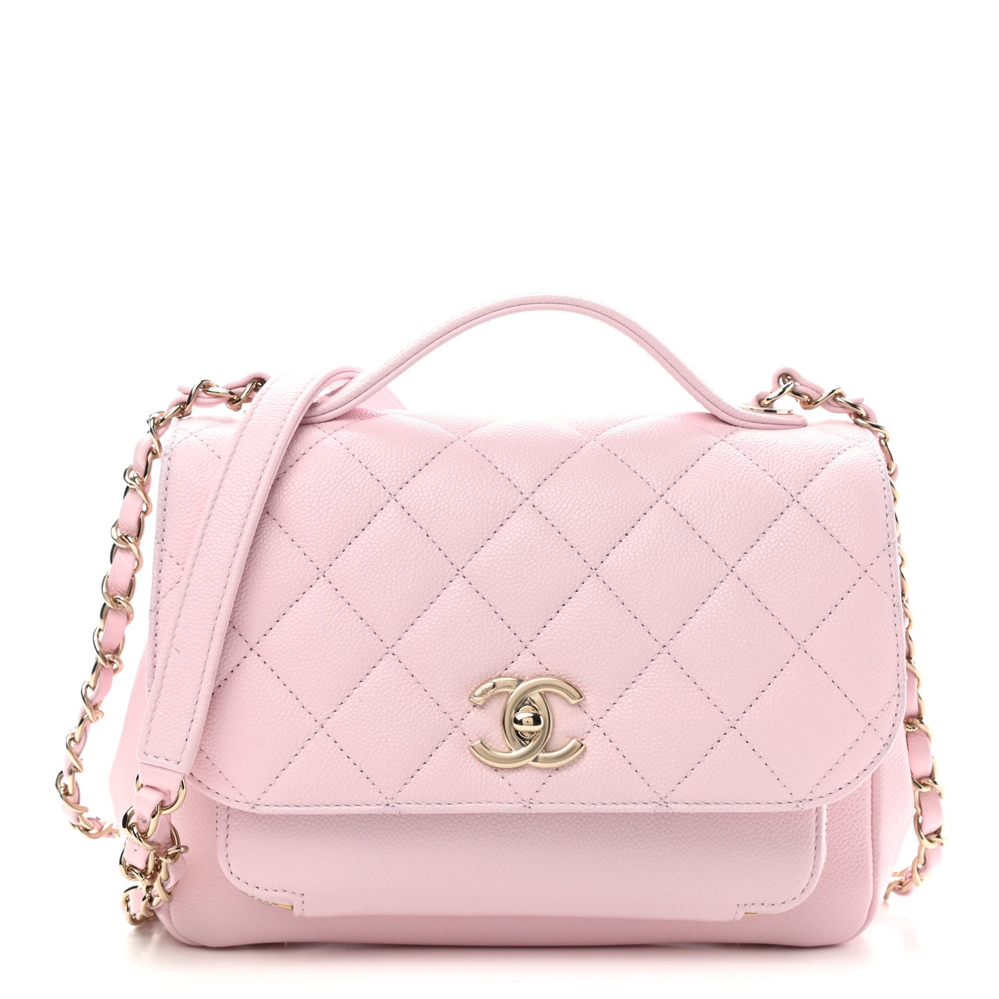 Caviar Quilted Medium Business Affinity Flap Light Pink