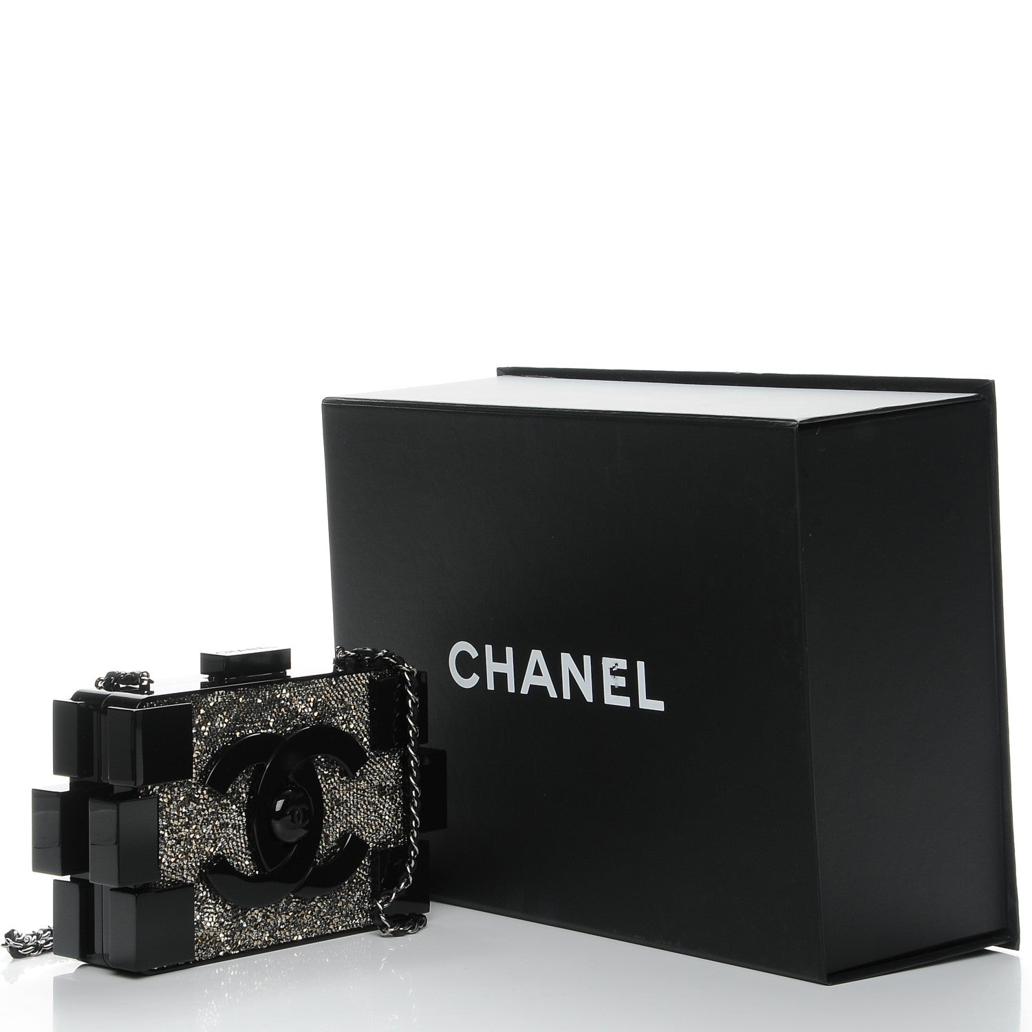 Chanel Plexiglass Crystal Lego Clutch Black 215182 – FASHIONPHILE