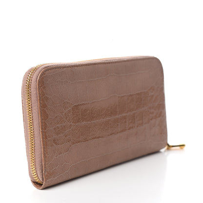 Miu Miu Vernice Crocodile Embossed Calfskin Zip Around Wallet Cipria 2 of 6