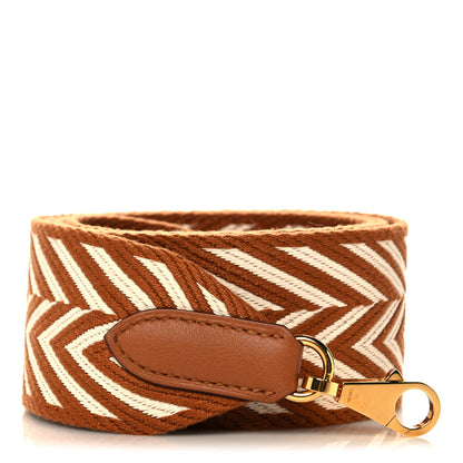 Hermes Toile Swift 50mm Sangle ZigZag Shoulder Strap Gold White 1 of 5