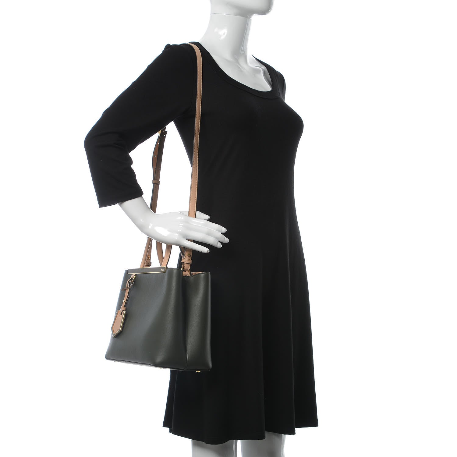 Fendi Vitello Dolce Bi-Color Petite 2Jours Tote Verde Prato Makeup 2 of 6