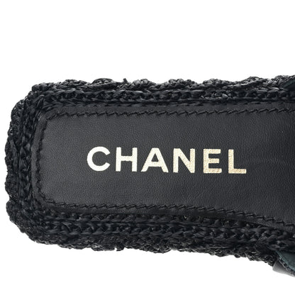 Chanel Braided Cord CC Espadrille Slip On Sandals 35 Navy Blue 7 of 8