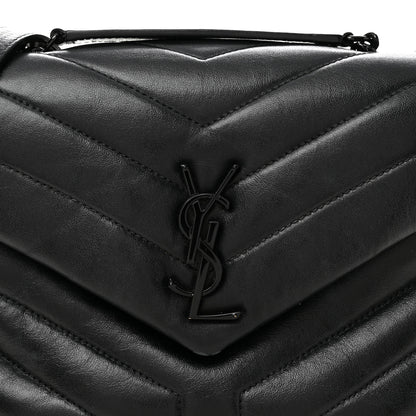 Saint Laurent Calfskin Y Quilted Monogram Monochrome Small Loulou Chain Satchel Black 7 of 9