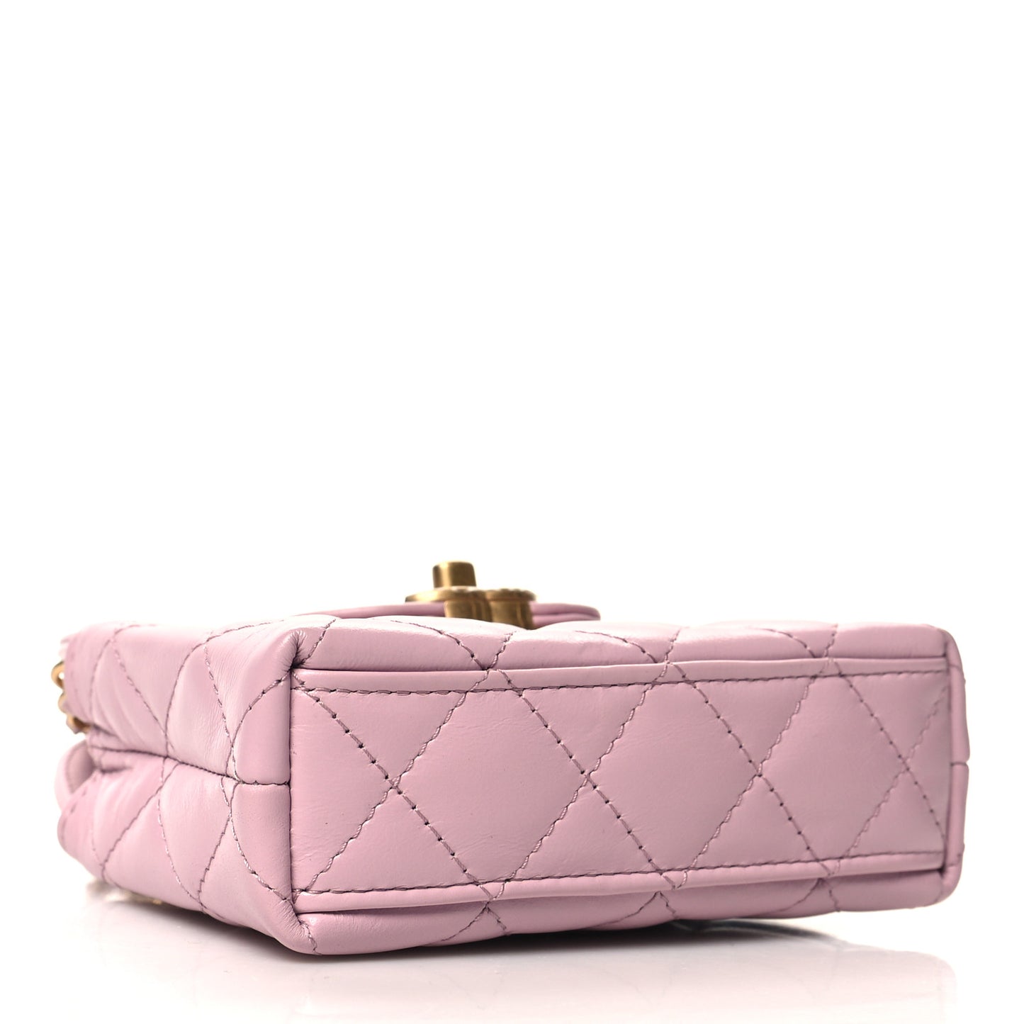 Shiny Aged Calfskin Quilted Mini Nano Kelly Shopper Pink