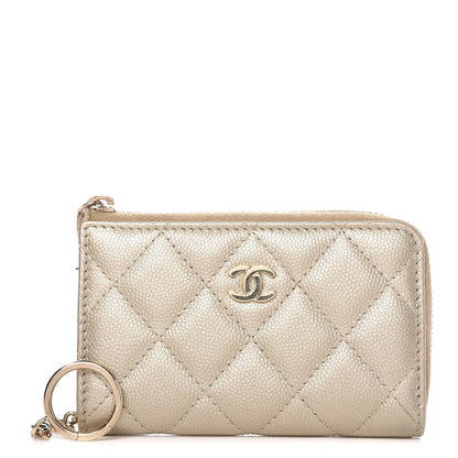Chanel Metallic Caviar Quilted Key Holder Case Light Gold 1 of 7