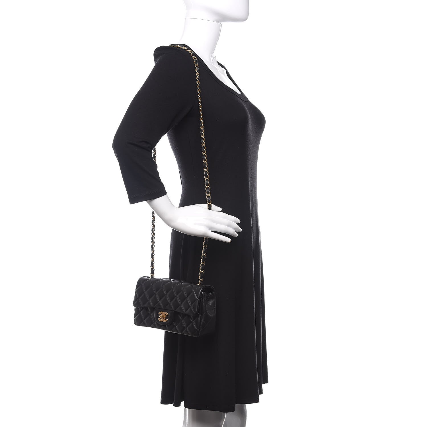 Chanel Lambskin Quilted Mini Rectangular Flap Black 2 of 12