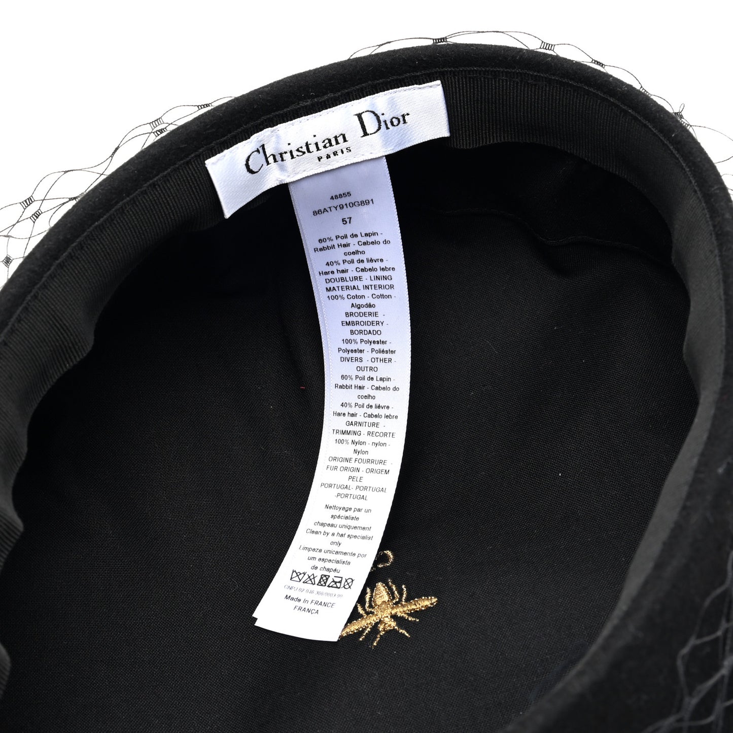 Cotton Canvas Arty Beret with Veil 57 Black