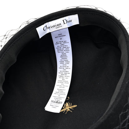 Christian Dior Cotton Canvas Arty Beret with Veil 57 Black 8 of 8