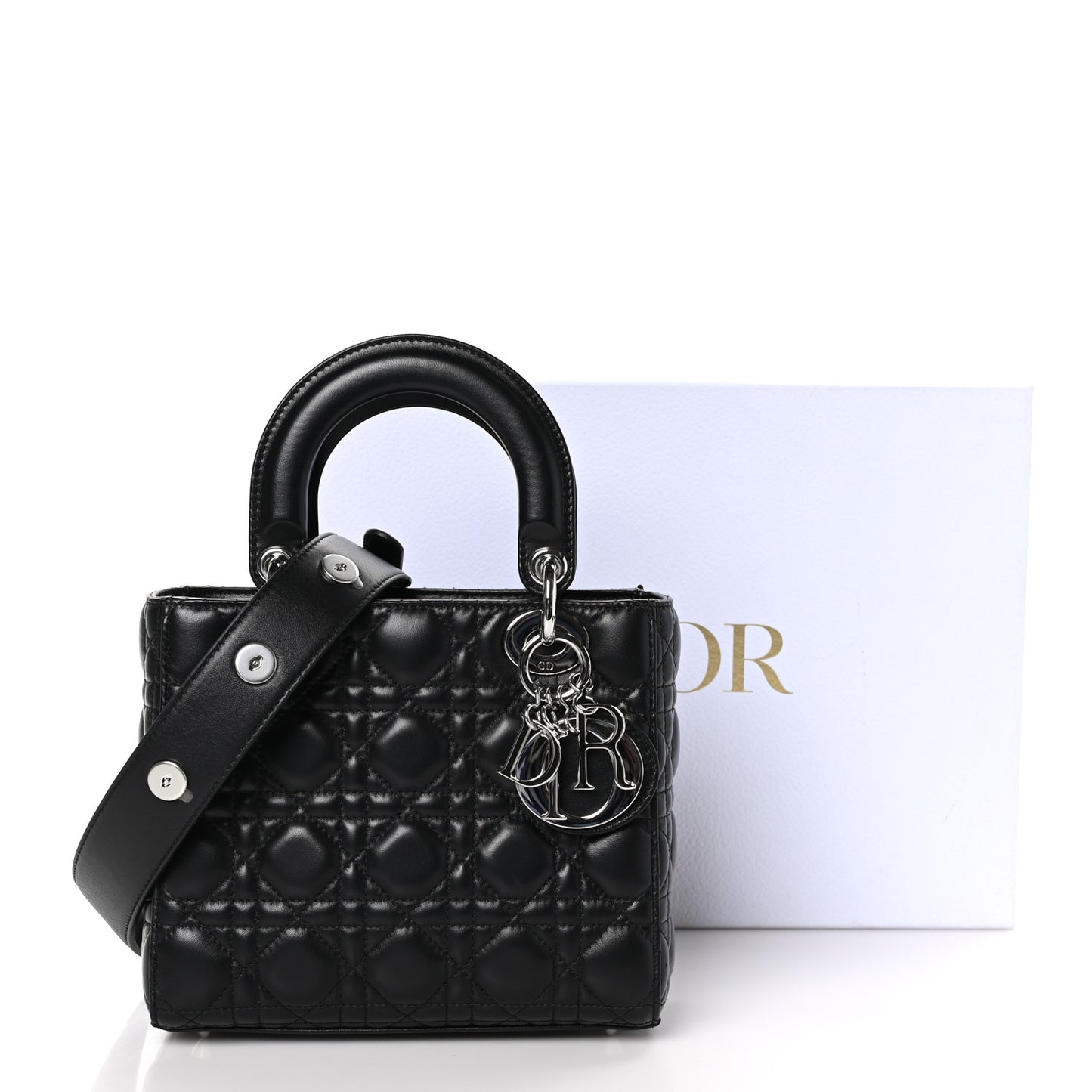 Lambskin Cannage Small Lucky Badges My Lady Dior Black