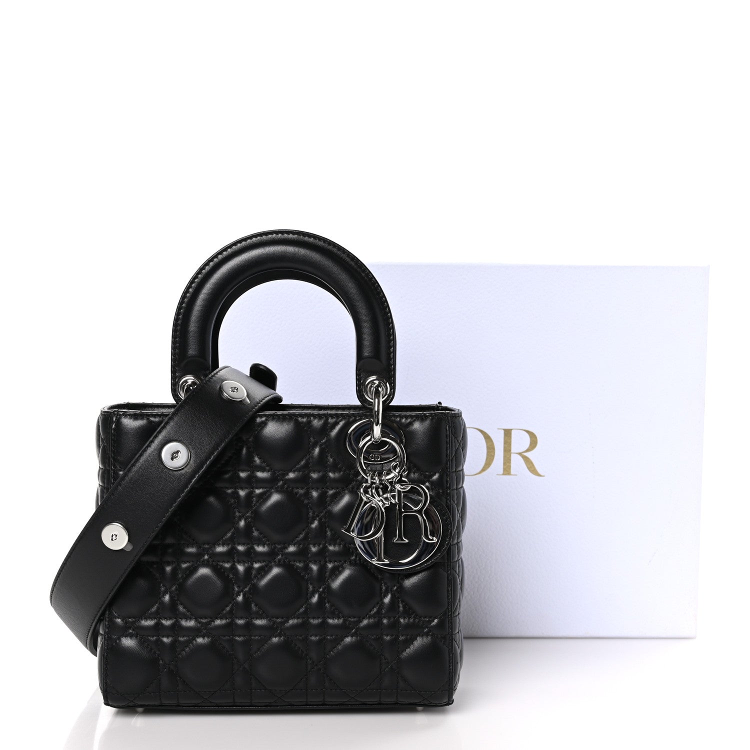 Christian Dior Lambskin Cannage Small Lucky Badges My Lady Dior Black 11 of 11