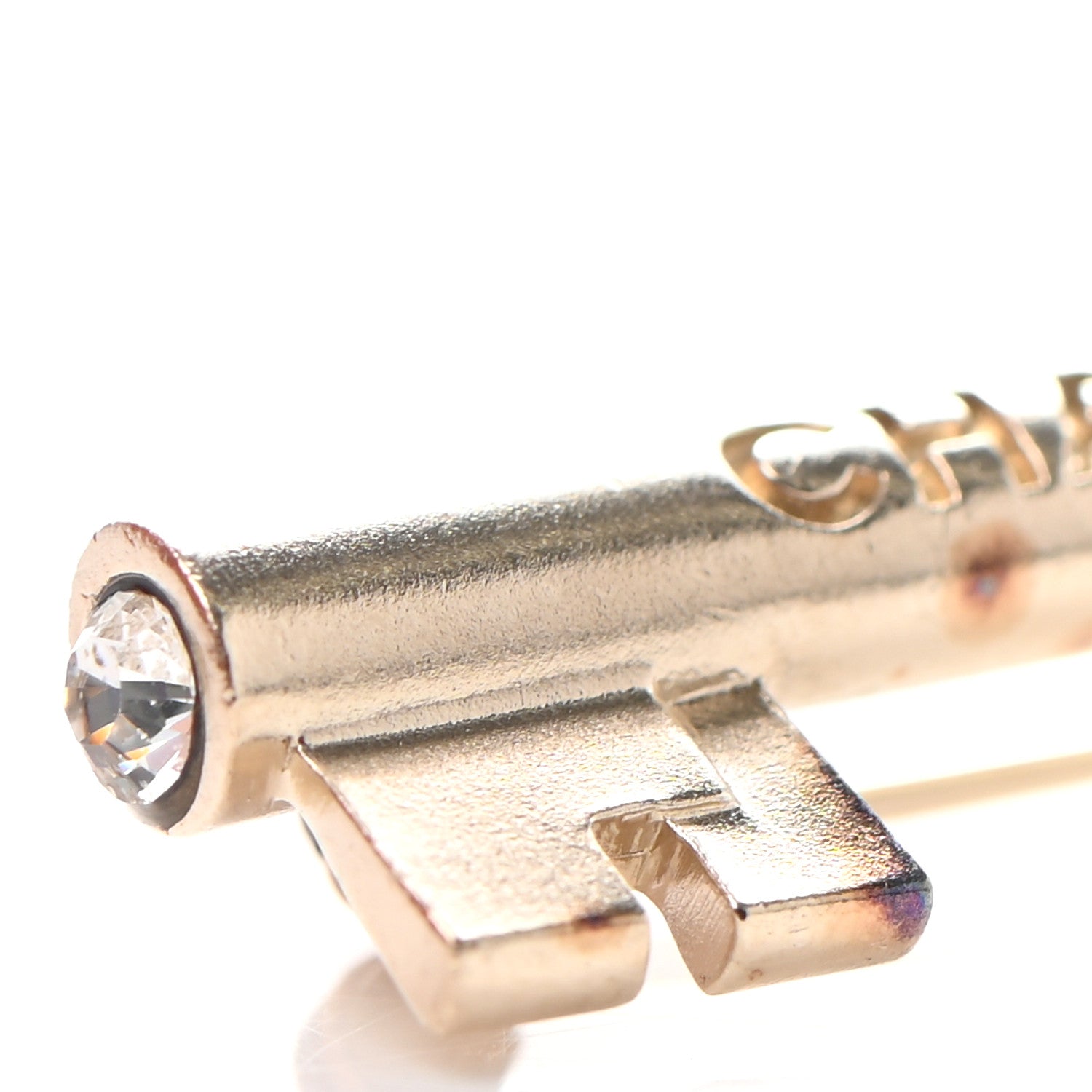 Chanel Gripoix Poured Glass Pearl Key Brooch Gold Pink 8 of 9