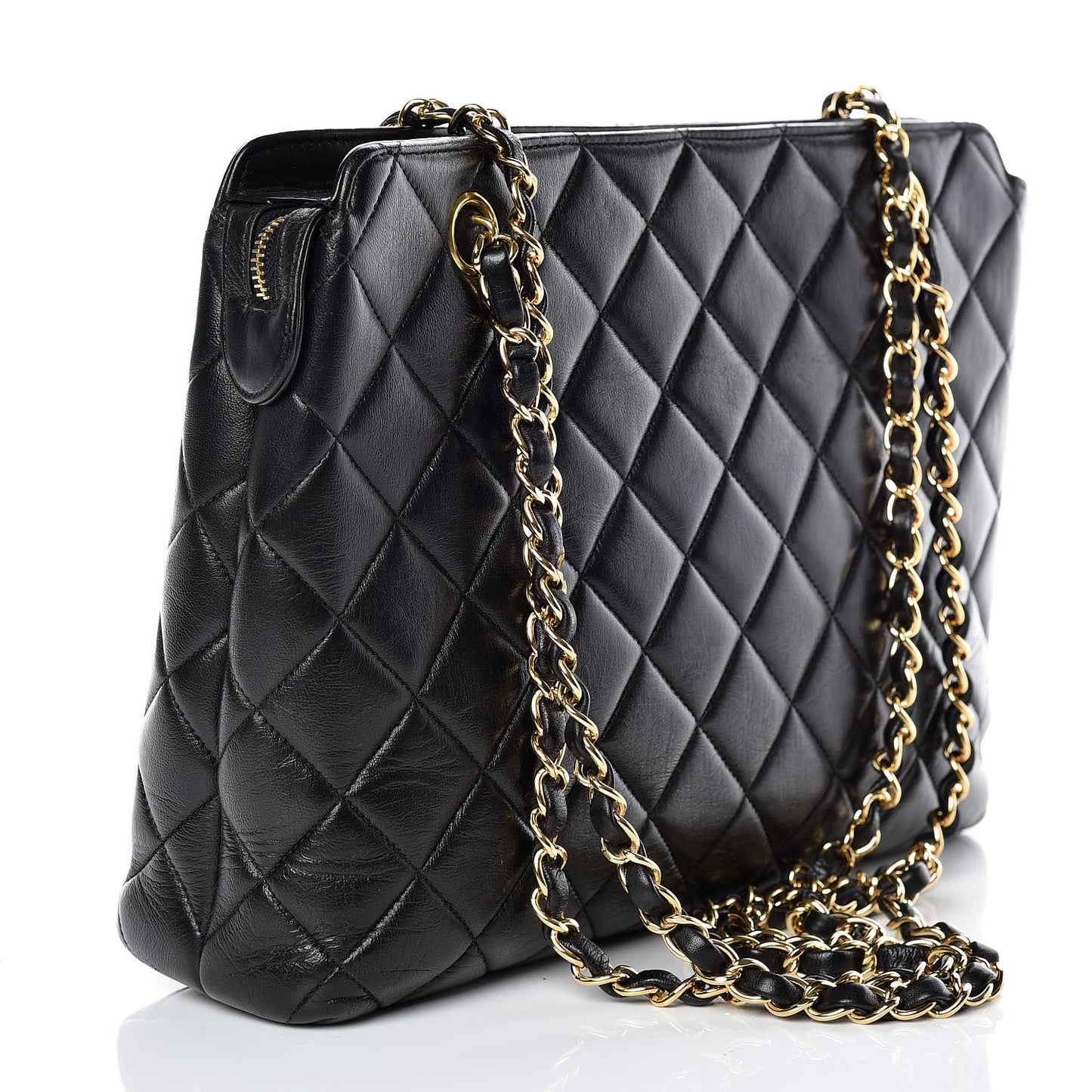 Lambskin Quilted Shoulder Bag Black