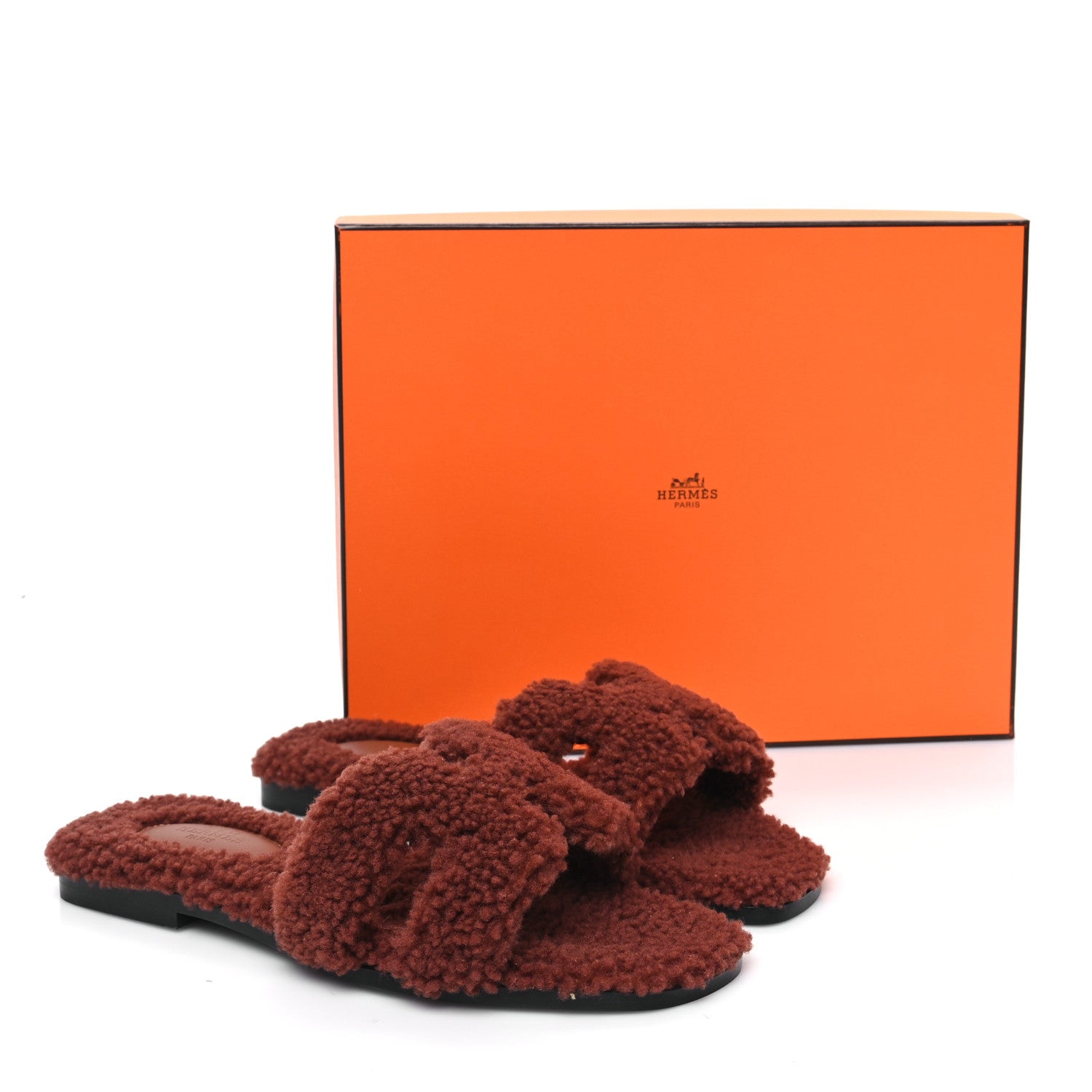 Hermes Woolskin Oran Sandals 38 Cognac 8 of 8