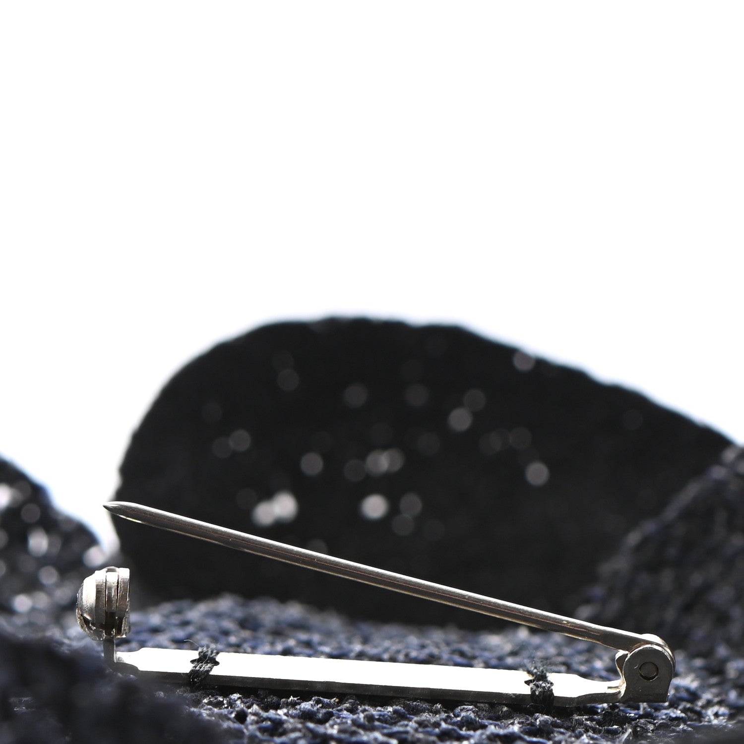 Chanel Tweed Camellia Pin Brooch Navy Blue 4 of 4