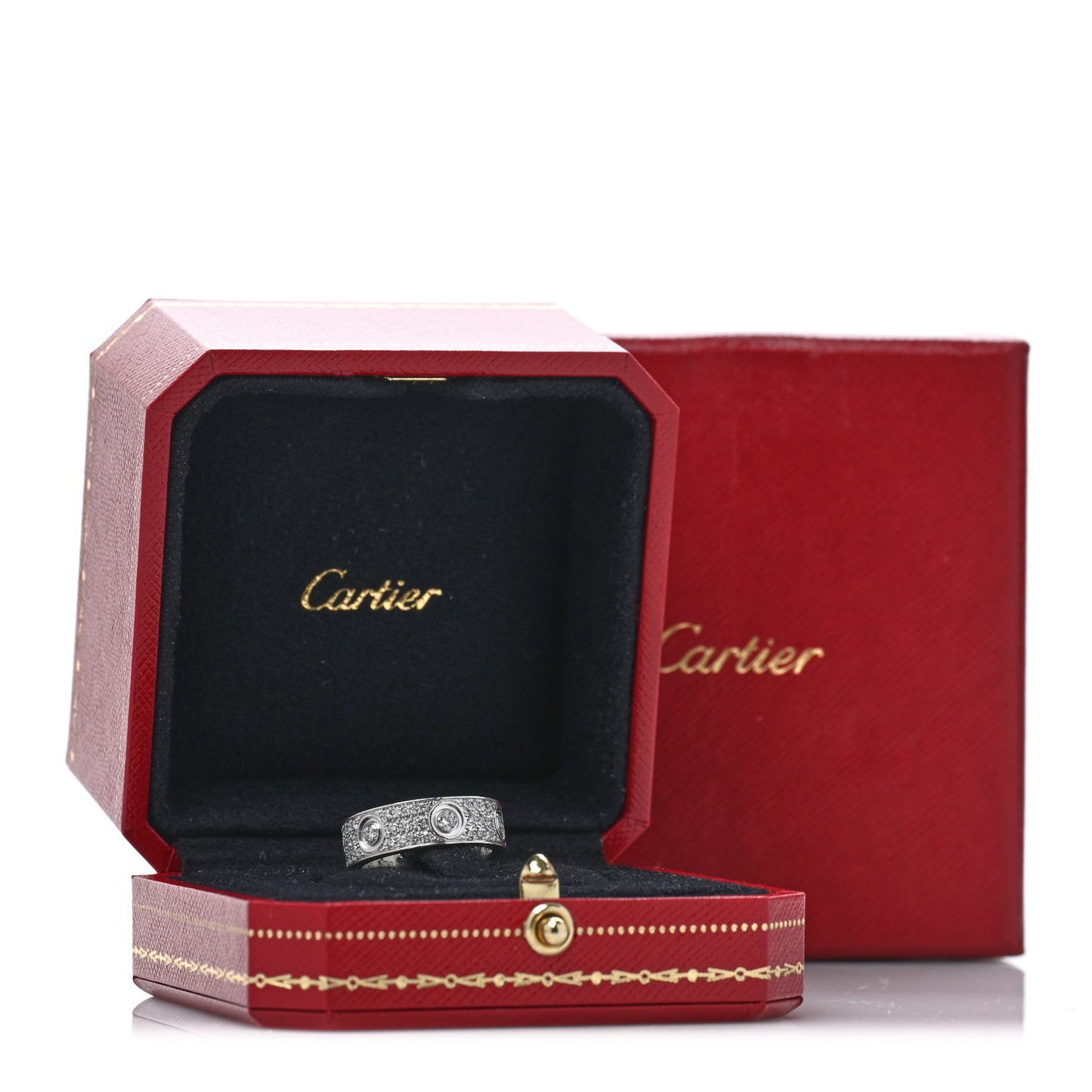 18K White Gold Diamond LOVE Paved Ring 54 7