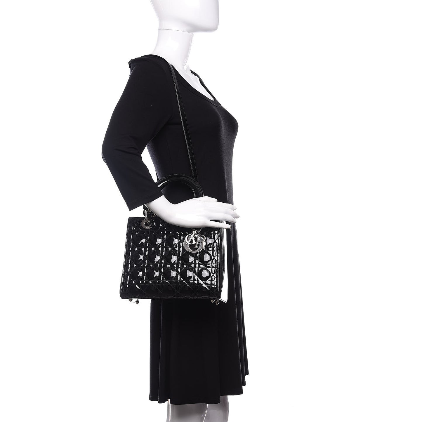Patent Cannage Medium Lady Dior Black