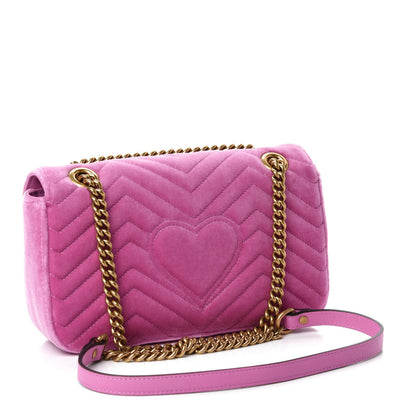 Gucci Velvet Matelasse Marquise Crystals Embroidered Small GG Marmont Shoulder Bag Malva 4 of 11