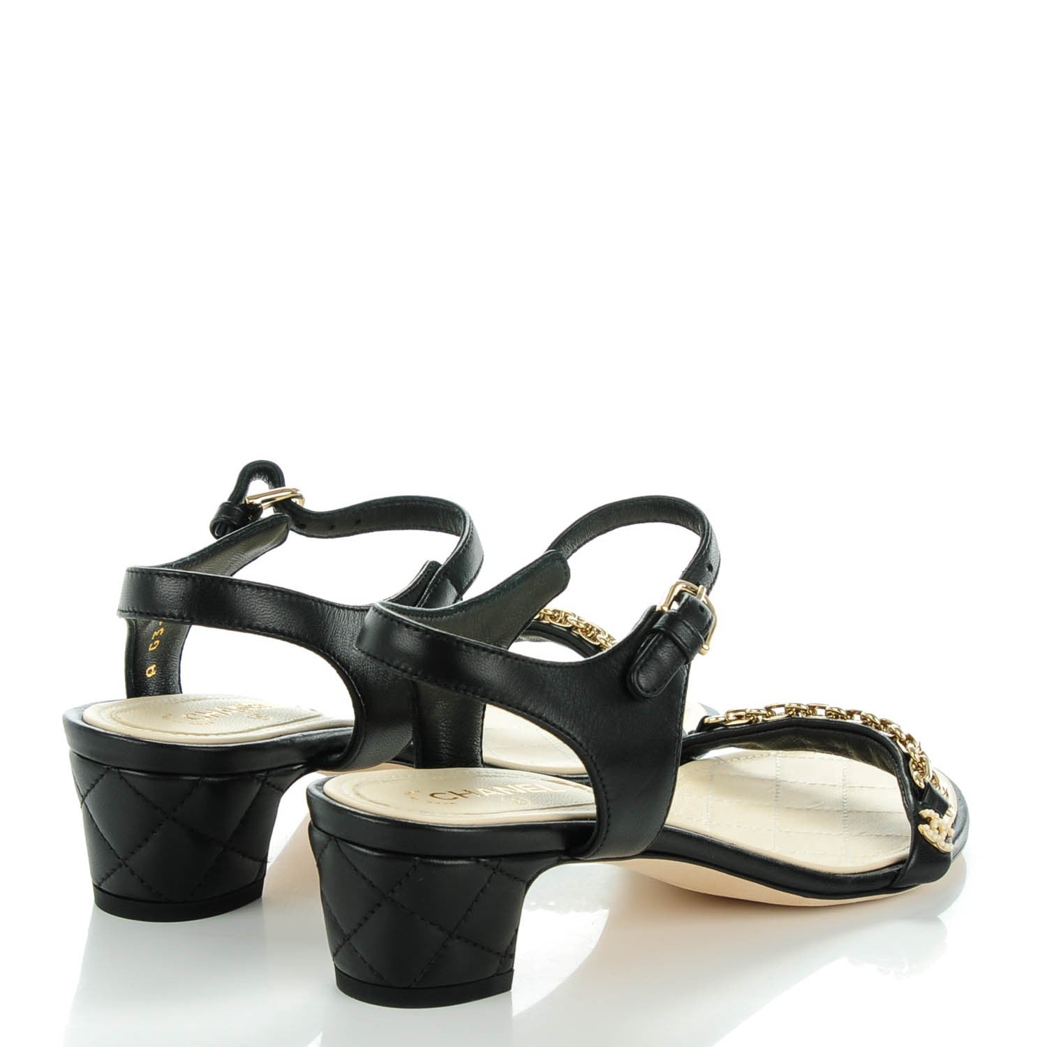 Chanel Lambskin Quilted Reissue Chain Sandals 36.5 Black 4 of 8