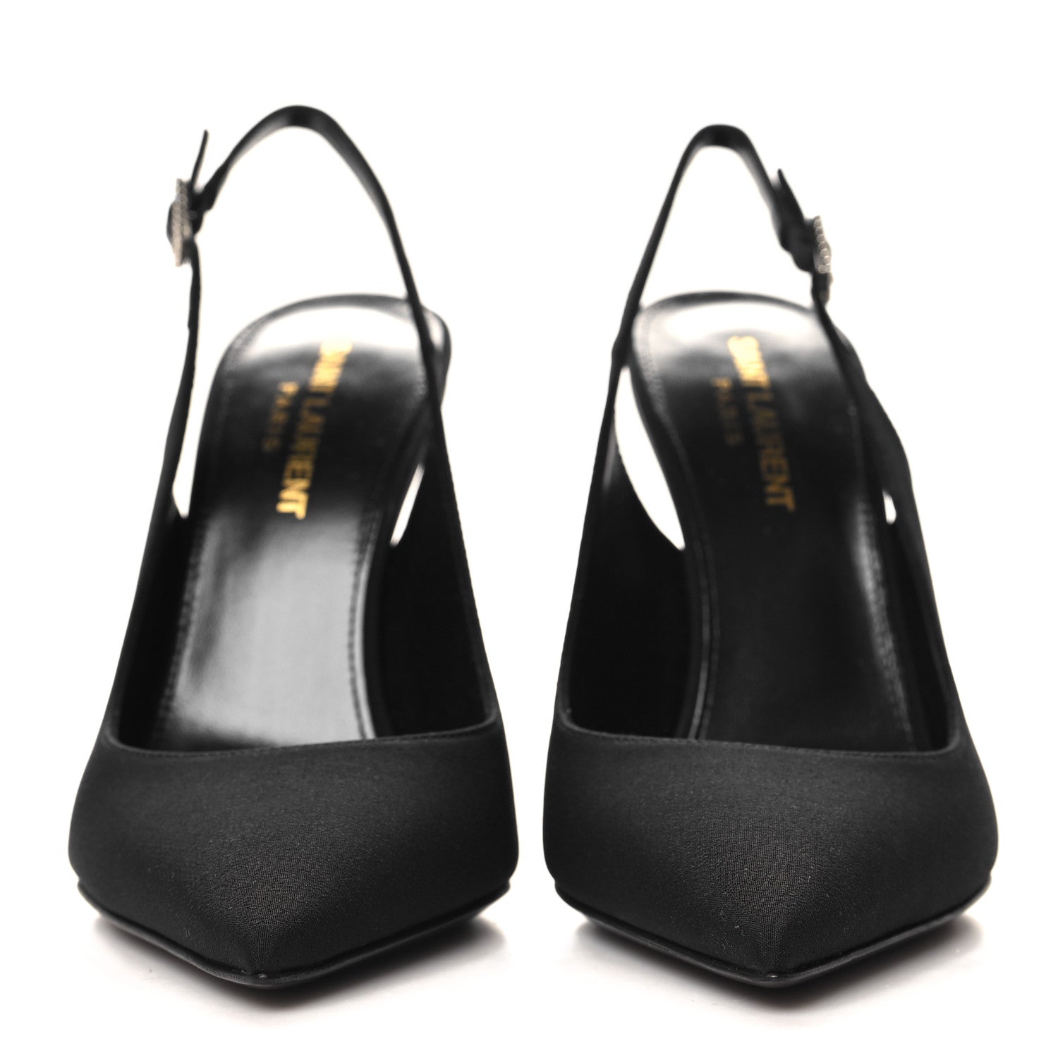 Saint Laurent Crepe De Chine Crystal Opyum 110 Slingback Pumps 37 Black 3 of 10