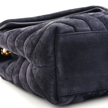 Saint Laurent Velvet Y Quilted Monogram Small Loulou Chain Satchel Medium Blue 8 of 10
