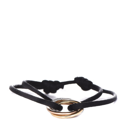 Cartier 18K White Yellow Pink Gold Diamond Trinity Cord Bracelet Black 1 of 5