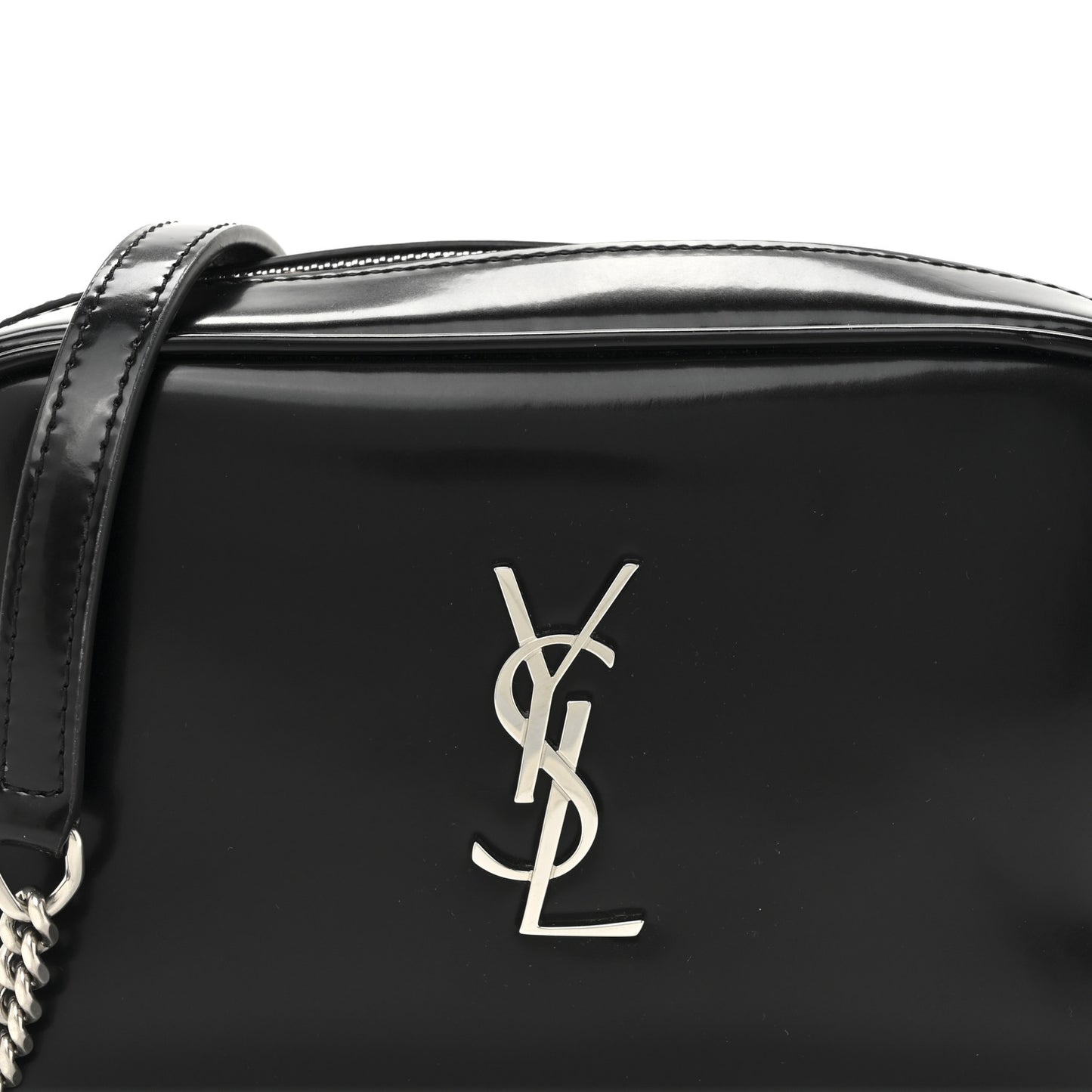 Shiny Calfskin Monogram Mini Lou Camera Bag Black