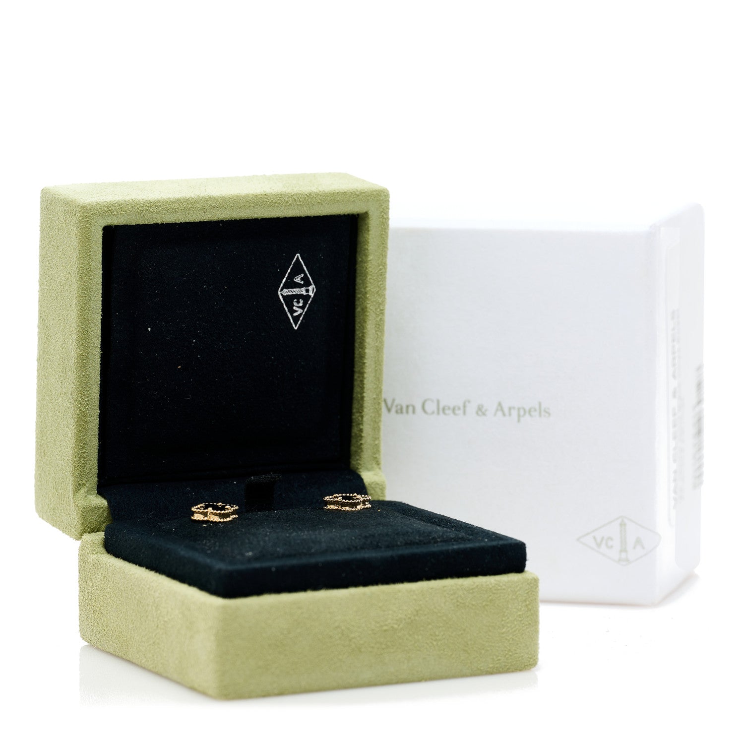 Van Cleef & Arpels 18K Yellow Gold Black Onyx Sweet Alhambra Earrings 5 of 5