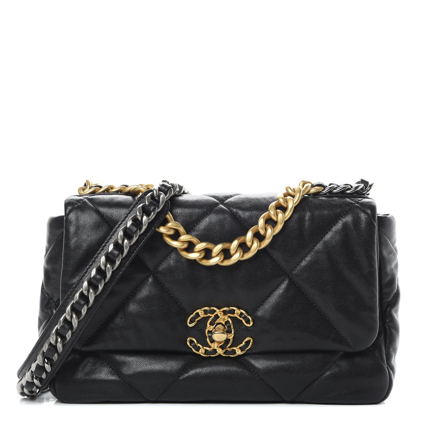 Goatskin Quilted Medium 19 Flap Black