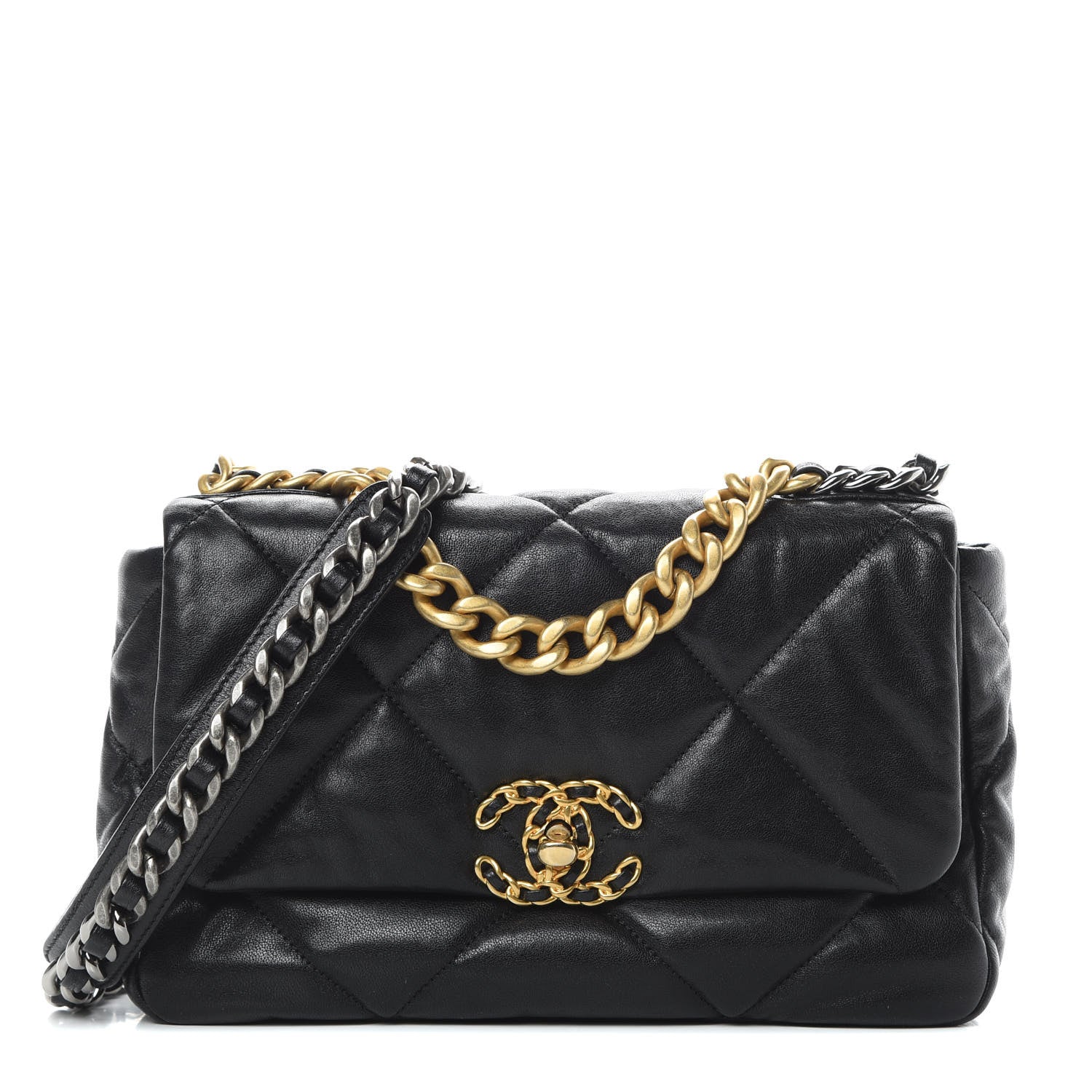 Chanel Goatskin Quilted Medium 19 Flap Black 1 of 12