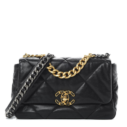 Chanel Goatskin Quilted Medium 19 Flap Black 1 of 12
