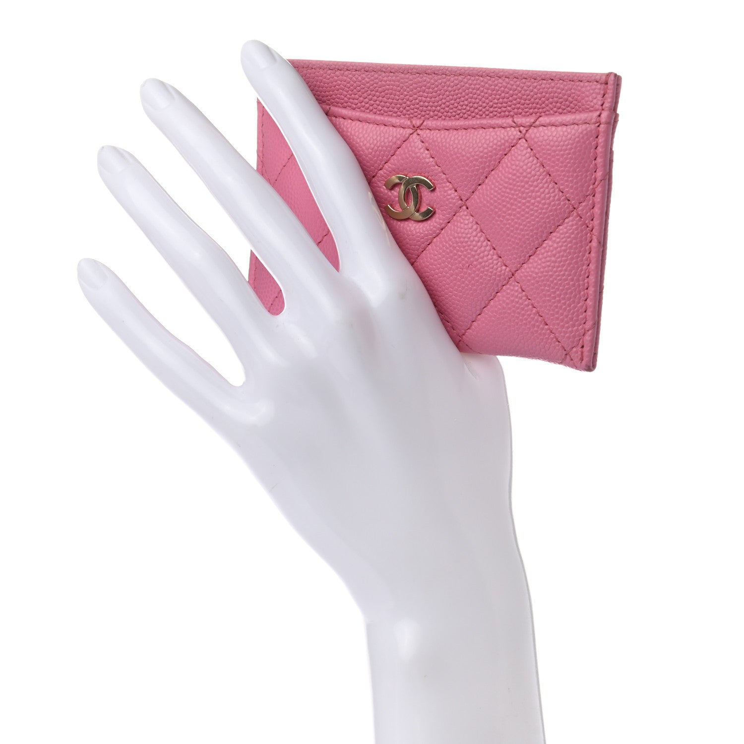 Chanel Caviar Quilted Card Holder Pink 2 of 8