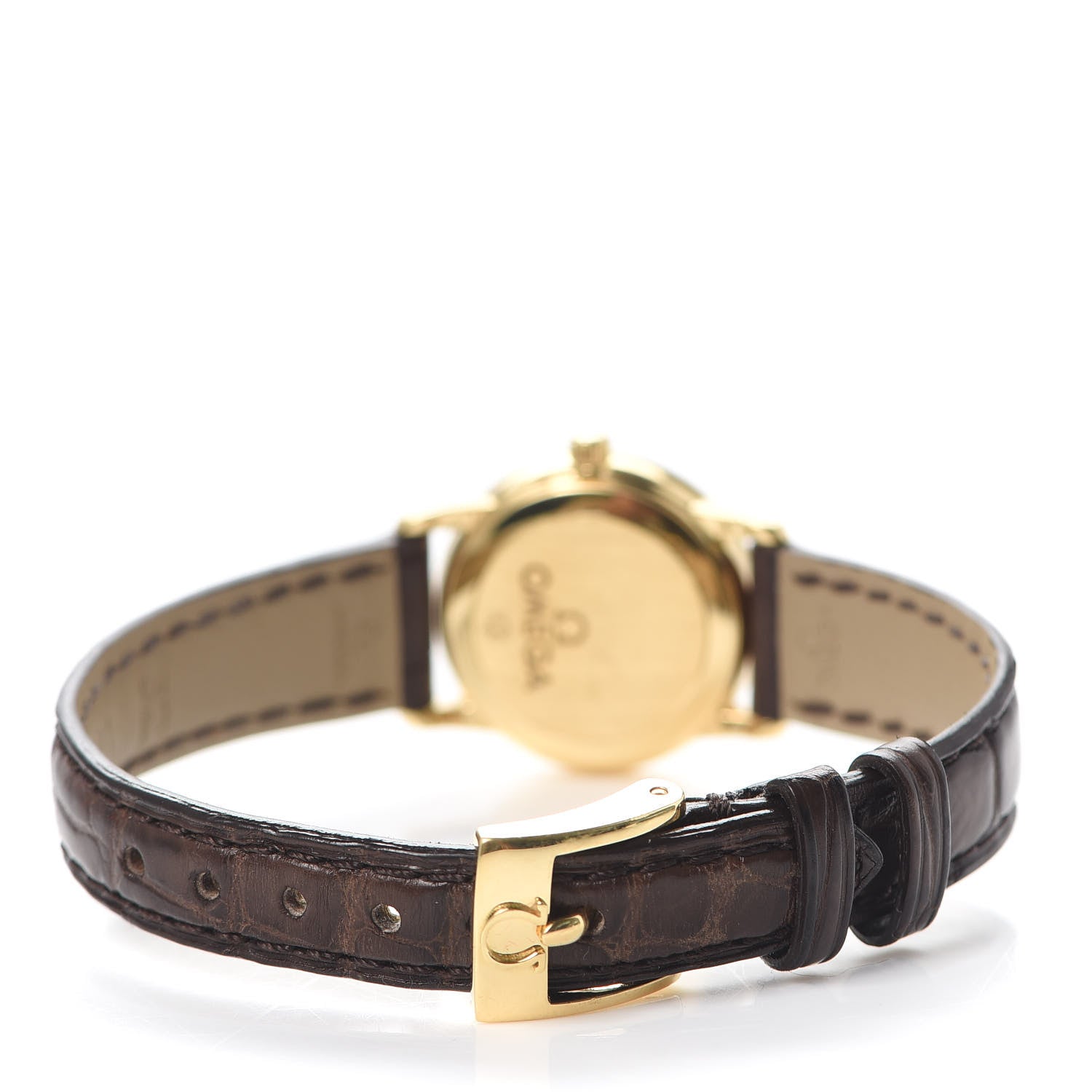 Omega 18K Yellow Gold Crocodile Mother of Pearl 22mm De Ville Prestige Quartz Watch 4670.71.02 3 of 4